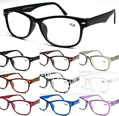 R223 Reading Glasses 0~+4.00 Classic Popular Wayfare Design Plastic Plain Frame • £3.33