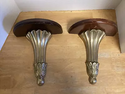 Decorative Cast Molded Metal BRASS Corbel WOOD SELF WALL Decor Pair • $45