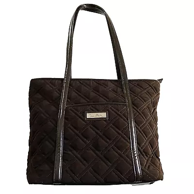 Vera Bradley Large Quilted Tote Bag Chocolate Brown Shoulder Straps Multipockets • $34.99