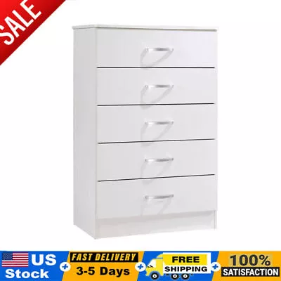 5 Drawer Chest Dresser Storage Tower Cabinet Organizer Bedroom Modern White US • $221.90