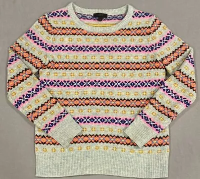 J. Crew Women Sweater Pullover XS Multicolor Striped Fair Isle 100% Lambswool • $30