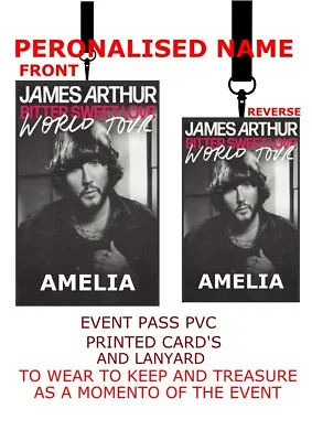 James Arthur 2024 Personalised UK PVC Card And Black Lanyard • £6.99