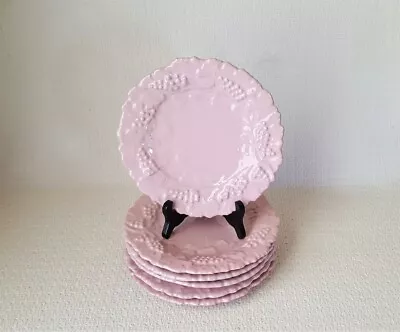 PV Italy Pink Embossed Grape Luncheon Salad Plates #07625 ~ Set Of 6 • $46.99