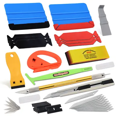 Car Window Tint Kit Vehicle Vinyl Wrap Tool Kit Squeegee Felt Scraper Cutter US • $17.03