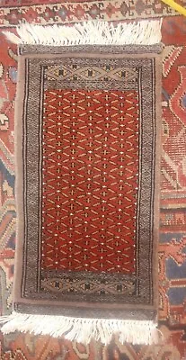 28 X14  Mini Oriental Vintage Handmade Wool Oriental Rug/ Carpet  • $75