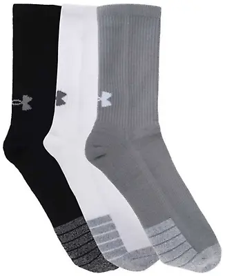 Under Armour Socks Mens UA Heatgear Socks 3 Pack Chushioned Socks • £9.99