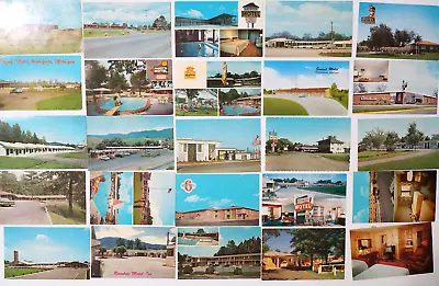 MOTEL Chrome Postcard LOT 25 Motor Inn Lodge Roadside AAA Room Sign Travel Old • $25