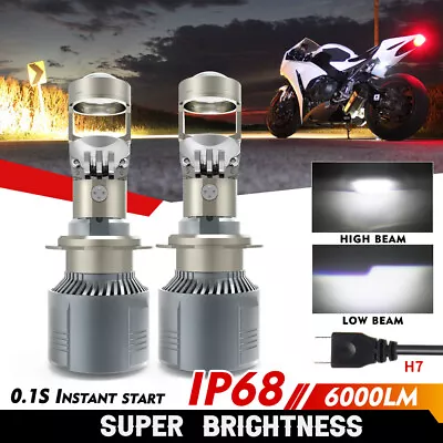 Pair H7 Mini Bi-LED Projector Lens 200W 60000LM Hi/Lo Headlight Kit Retrofit LHD • $40.87