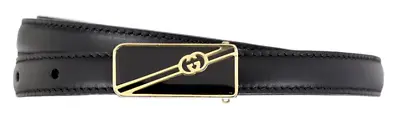 $406.56 • Buy Gucci 15MM W/Enamel Iconic Cult Belt Gold Logo Buckle Leather Belt 95