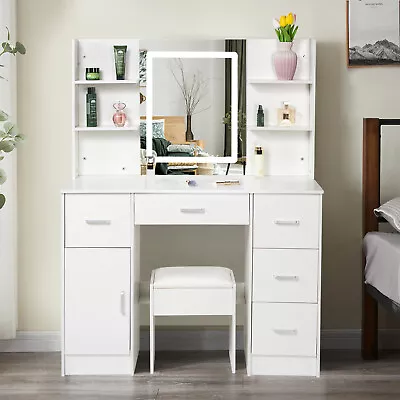 New Style Mirror Vanity Makeup Dressing Table Vanity Set Woman Bedroom Dresser • $199