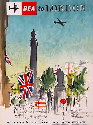 97672 BEA To London England Great Britain Airline Decor Wall Print Poster • $25.95