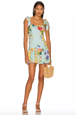 NWT Agua Bendita X Revolve Joaquina Dress Blue Multicolor Floral Women's Large • $127.40