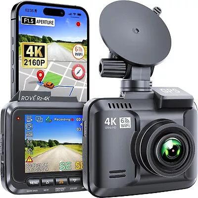 Rove R2-4K Dash Cam For Cars Ultra HD 2160P Dash Camera Built-In Wi-Fi  6 & GPS • $119.99
