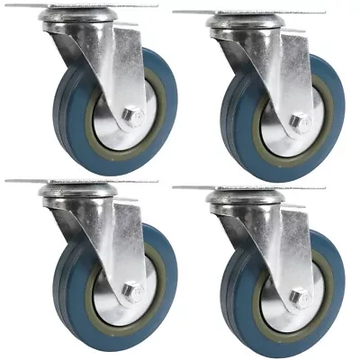 £12.55 • Buy 4 X  SWIVEL HEAVY DUTY LARGE CASTOR WHEELS 4 (100mm) Grey Truck Trolley Caster