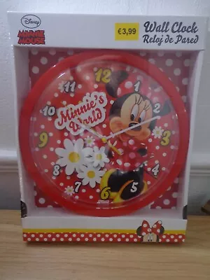 Childrens Wall Clock Disney Minnie Mouse New And Still Factory Sealed Great Gift • £2.99