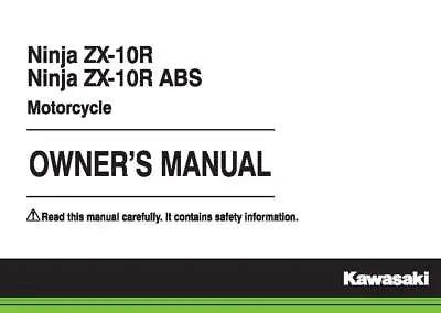 Kawasaki Owners Manual Book 2017 Ninja ZX-10R • £14.86