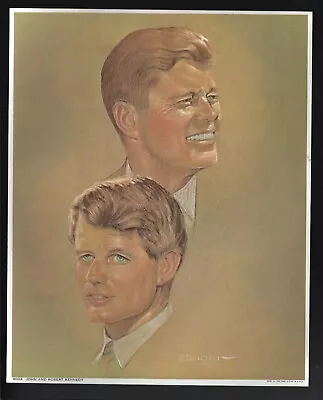 1968 Sanger Artwork Assassination Memorial Cardstock Photo John & Bobby Kennedy • $12