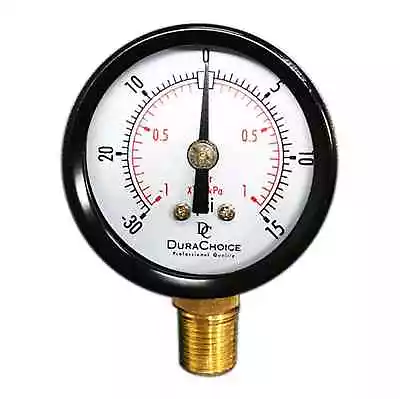 $4.81 • Buy 1-1/2  Utility Vacuum Pressure Gauge - Blk.Steel 1/8  NPT Lwr Mnt -30HG/15PSI