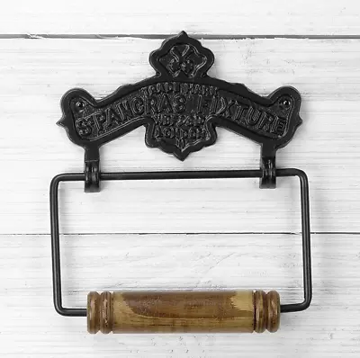 Toilet Paper Roll Holder St Pancras Cast Iron Metal Wood West London Trade Mark • $29.99