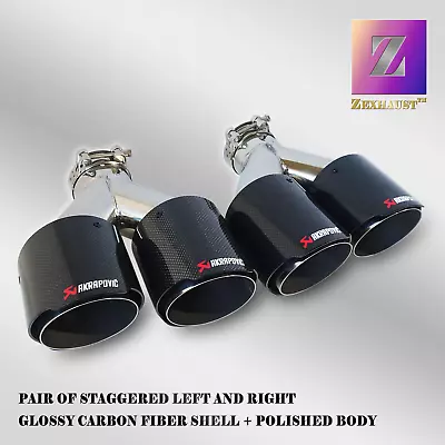 Quad 4 Out Carbon Fiber Exhaust Tip- 2.5 Inlet- Pair Of Staggered L&r Angle Cut • $190.98