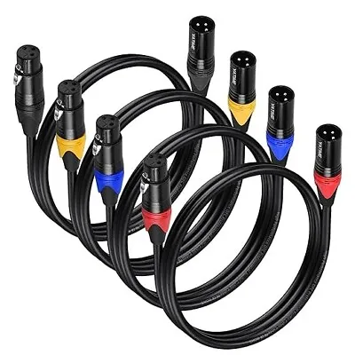 YATIME XLR Cables 1M 4Pack XLR Microphone Cable 3-pin Balanced XLR Speaker Cable • £22.49