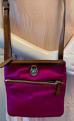 Michael Kors Hamilton Pink Nylon W/ Outside Pockets Crossbody Bag~EUC! • $45