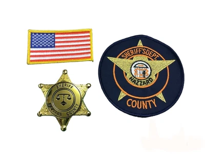 £26.99 • Buy Hazzard County Sheriff Badge Set Rosco Police Uniform Badges Patch Star USA Flag