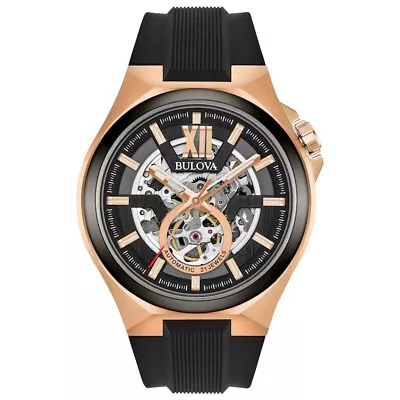 Bulova Maquina Automatic Men's Rose Gold Plated Steel Strap Watch. • £307