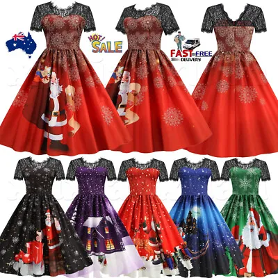 $39.93 • Buy Women Christmas Swing Skater A-Line Dress Ladies Xmas Party Dresses Plus Size