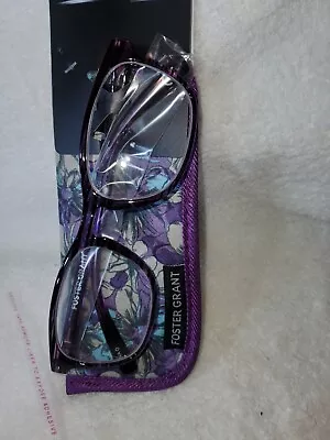 Magnivision By Foster Grant +2.00 Reading Glasses With Case Purple • $15