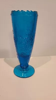 Vintage Westmoreland  Blue Glass Panel Grape Footed 6.5” Vase • $12