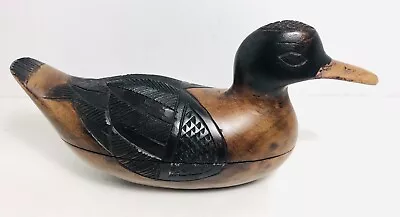 Vintage Hand Carved Wood Duck Decoy Trinket Box B15 • $13
