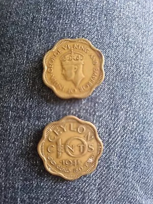 Sri Lanka Ceylon 1944 10 Cents Coins X2 George VI RARE!! • £25