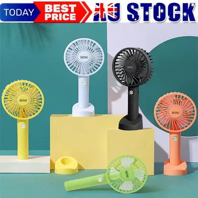 $13.99 • Buy Mini Portable Hand-held Desk Fan Cooling Cooler USB Air Rechargeable 3 Speed AU