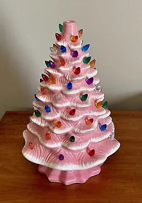 Vintage Nostalgic Mr Christmas Ceramic Tree Pink & White 12  • $49