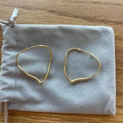 Elsa Peretti 18k Gold Open Heart Hoop Earrings • $1300