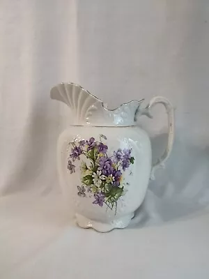 £12 • Buy Decorative Victorian Large China Water Jug Pitcher Ewer Violets Pattern 30 CMS 
