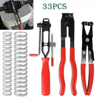 33Pcs Universal CV Boot Clips Kit Stainless Steel & CV Joint Crimp Clamp Pliers • $42.41