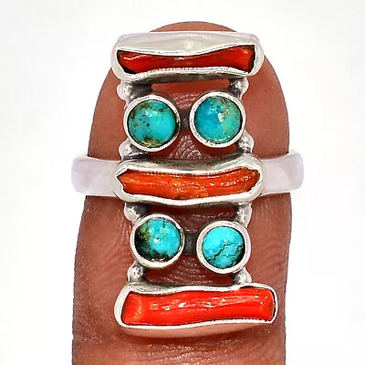 Composite Kingman Blue Mohave Turquoise 925 Silver Ring Jewelry S.7 CR39319 • $14.99