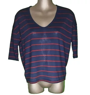 I LOVE H81 Women SMALL Blue Red Striped T-Shirt • $15