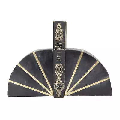 5  Geometric Black Marble Bookends With Gold Inlay (Set Of 2) • $35.59