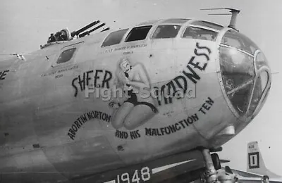 WW2 Picture Photo Nose Art On B-29 Superfortress Sheer Madness Pin Up 3910 • $5.95