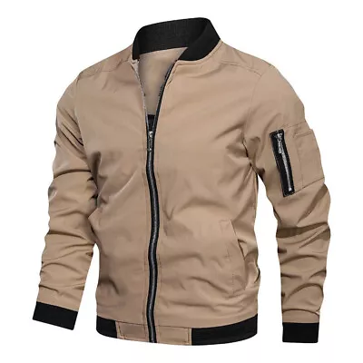 Men Full-Zip Jacket Lightweight Windbreaker Casual Spring Fall Thin Coats • $25.07