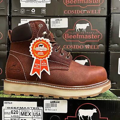 Mens Work Boots Round Toe Beef Master Dual Sole Oil Resistant Full Grain Leather • $79.99