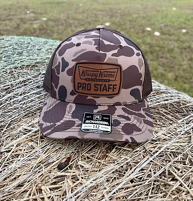 🔥🔥 Krispy Kreme Pro Staff 🔥🔥 Leather Patch - Richardson 112 Duck Camo Hat • $26.99