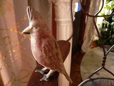 Weathered & Worn Old Cast Zinc Or Aluminum Cardinal Bird Garden Ornament • $84.99