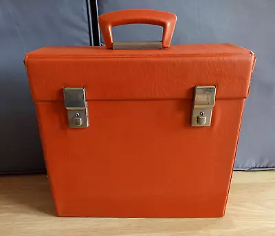 Vintage / Retro Orange Vinyl LP 12  Concertina Style Record Storage Case 1960s • £19