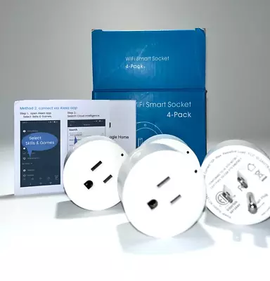 WiFi Smart Socket 4 Pack White Smart Plug Compatible Alexa Google • $11.50