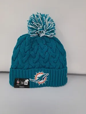 Miami Dolphins Cable Knit Hat Beanie Logo NFL Football Cuff New Womens One Size • $24.99