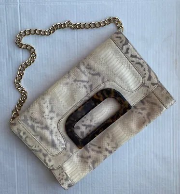 ELAINE TURNER Envelope Clutch HandBag Purse Snake Skin Design Gold Chain Strap • $17